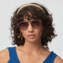 MAUVE PEARL COURTSIDE SUNGLASSES -Lele Sadoughi Shop lele sadoughi sunglasses one size mauve mauve pearl courtside sunglasses 35323469168802