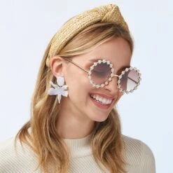 PEARL ELTON SUNGLASSES -Lele Sadoughi Shop lele sadoughi sunglasses one size pearl elton sunglasses 36232022655138