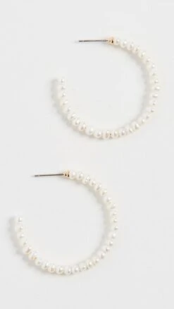 Lele Sadoughi Freshwater Pearl Medium Hoops