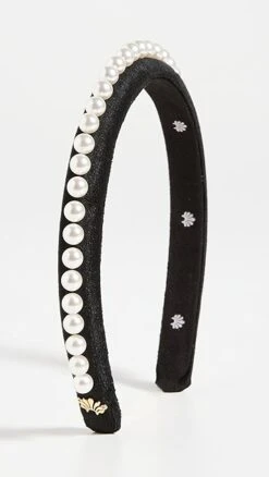 Lele Sadoughi Pearl Embellished Velvet Gigi Headband