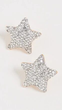 Lele Sadoughi Pave Star Button Earrings