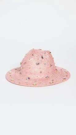 Lele Sadoughi Ombre Crystal Embellished Straw Hat