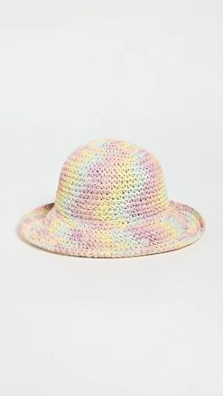 Lele Sadoughi Raffia Rainbow Bucket Hat