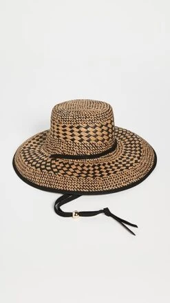 Lele Sadoughi Brielle Checkered Straw Hat
