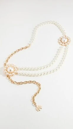 Lele Sadoughi Pearl Brooch Belt